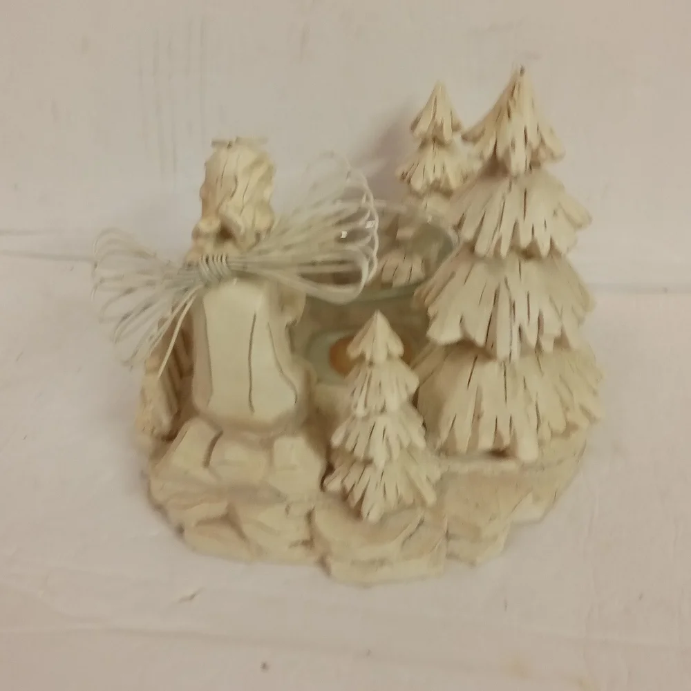 Praying Angel Candle Holder with Sheep Polyresin Christmas Nativity Scene